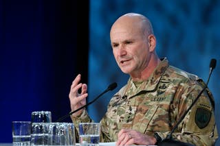 US Army General Christopher Cavoli, Commander of US European Command, speaks in Washington, DC